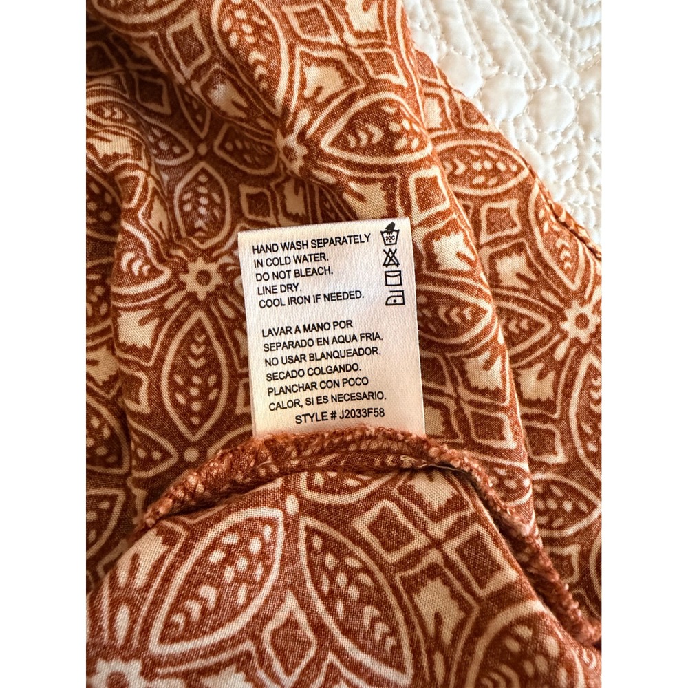 Patrons of Peace Womens Malibu Mini Dress Rust Orange Geometric Medallion Size S - Picture 9 of 10